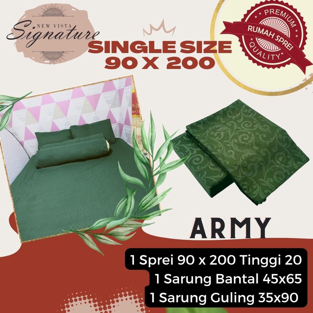 Sprei Signature 90 / 100 x 200 Polos Emboss ( Army / Hijau Armi )