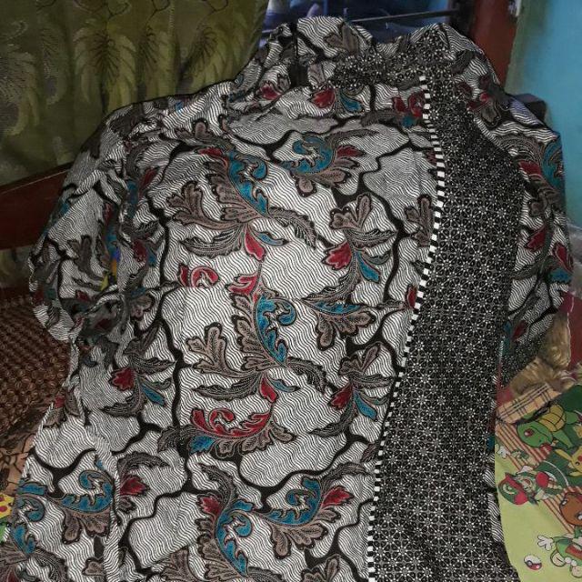 Xxl Gamis Kombi Lawasan Daun #2 Batik Cantik Syari Seragaman Pesta Kondangan Big Size Besar Jumbo