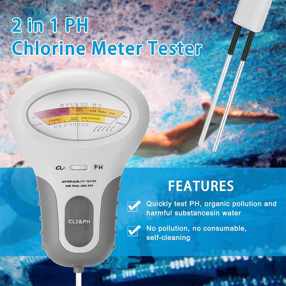 POPULAR Populer PH Chlorine Meter Tester Portable 2in1 Test Pen CL2 Ukur