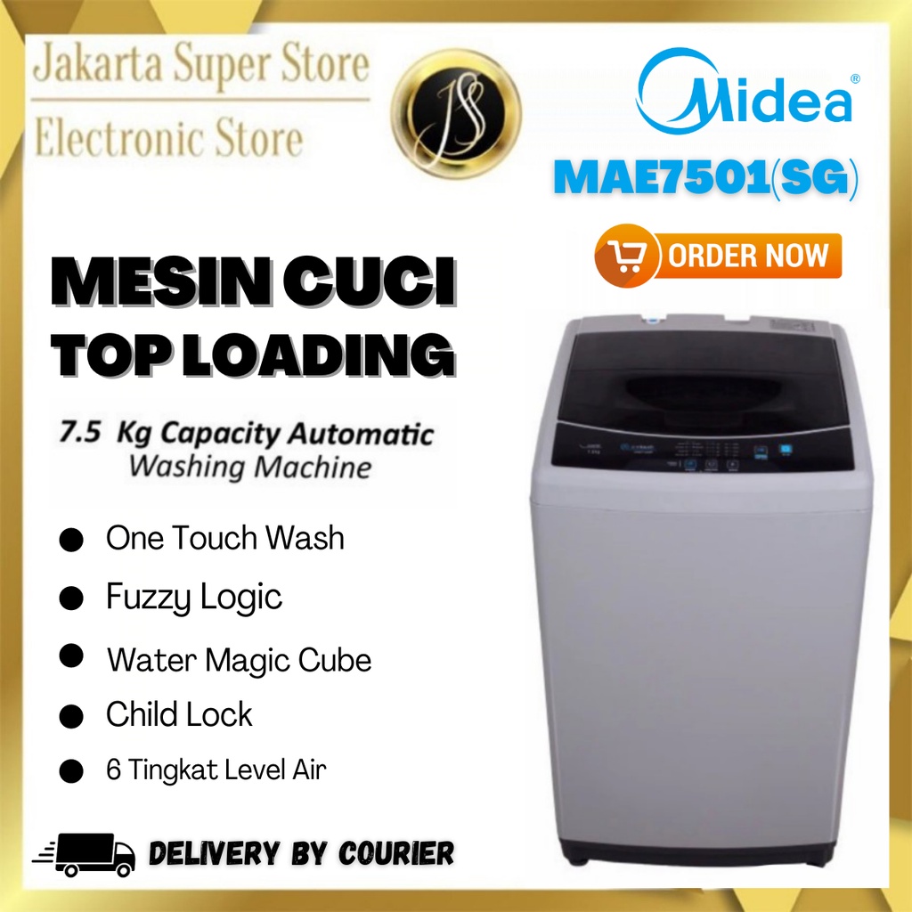 MIDEA MESIN CUCI TOP LOADING 1 TABUNG 7.5KG MAE-7501