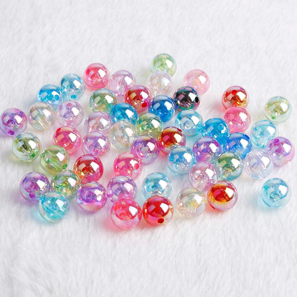 100 pcs/lot 6mm AB Rainbow Putaran Akrilik Beads Batal Longgar Beads Untuk Membuat DIY Perhiasan Temuan Kalung  Gelang Anting-Anting