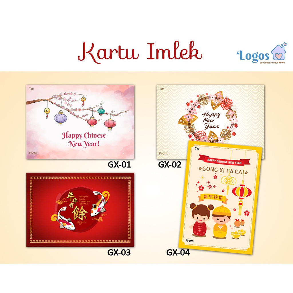Imlek Greeting Cards Happy Chinese New Year Kartu Ucapan Tahun Baru Isi 30pcs Shopee Indonesia