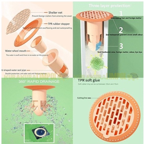 Saringan Lubang DRAINASE Kamar Mandi Floor Drain Odour Trap FILTER Saluran Air Got Saringan Pembuangan Air Pencegah