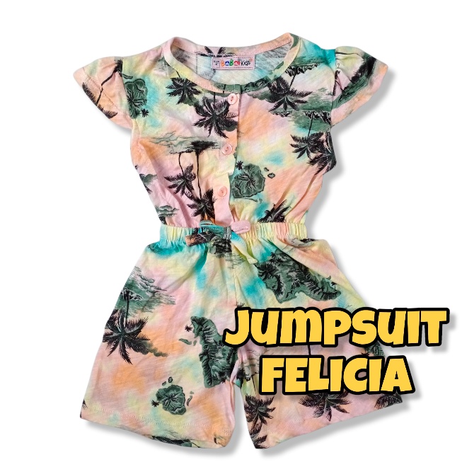FELICIA 0-2,5 THN JUMPSUIT ANAK BAYI PEREMPUAN Jamsuit Jumsuit Pendek Kaos Pakaian Baju Anak Bayi Balita Bobo Kids-2B PaintingBeachTree