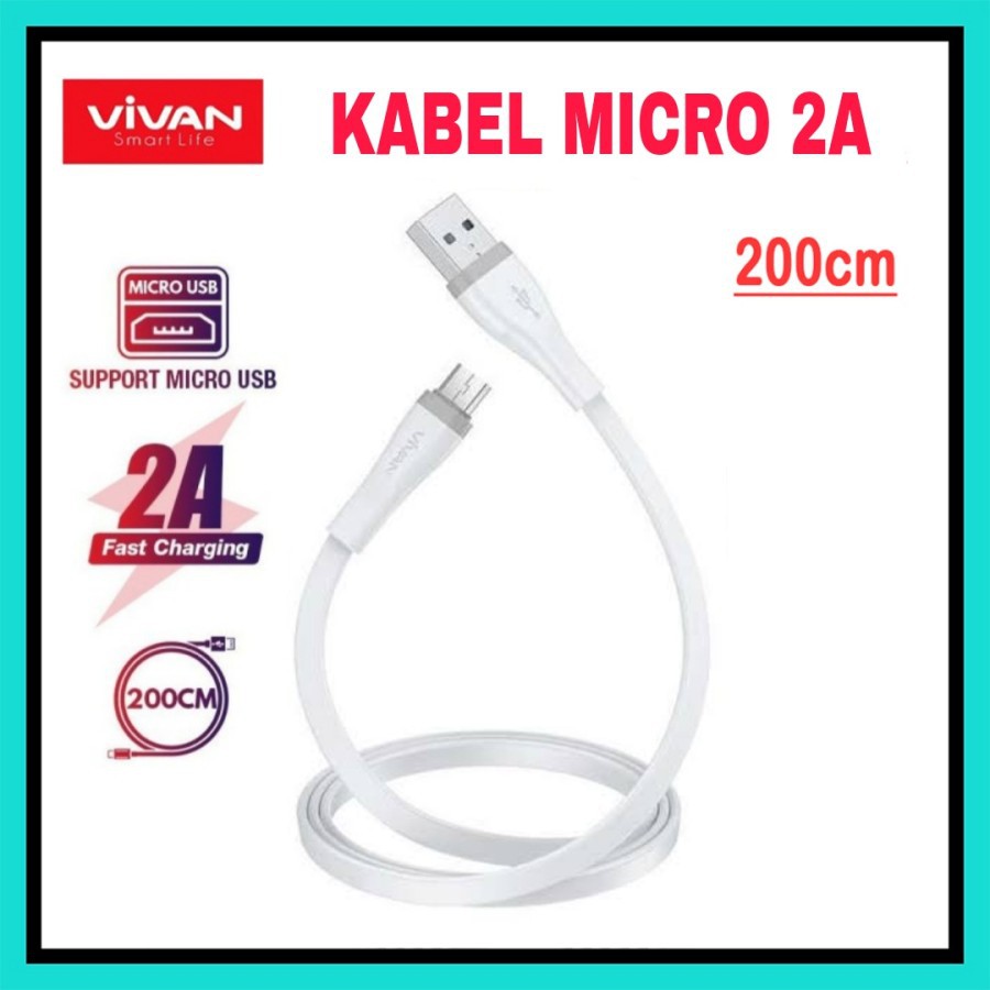 NA - Kabel Micro USB 200cm Vivan 2A Fast Charging USB Micro 2m sm200s