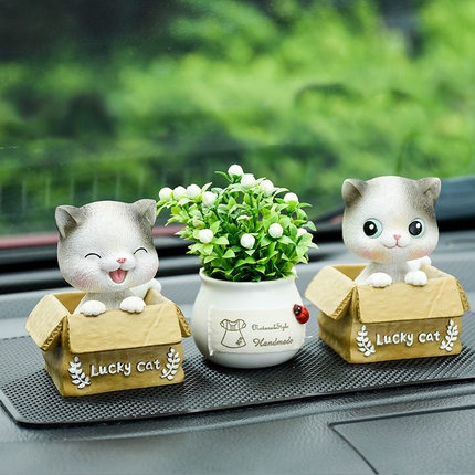 Lucu Kucing Kardus Hiasan Dashboard aksesoris Mobil/Hiasan pajangan solar dashboard dasbor mobil kucing lucky cat/Hiasan Pajangan Solar Dashboard Dasbor Mobil Kucing Lucky/Pajangan Dashboard Baby Cat Kepala Goyang