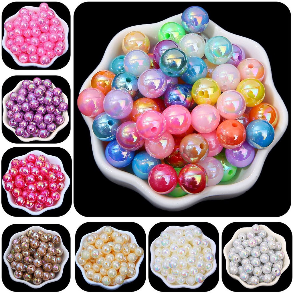 50-100 Pcs Manik-Manik Mutiara Bulat Bahan Plastik Abs Untuk Membuat Perhiasan Gelang Kalung Diy