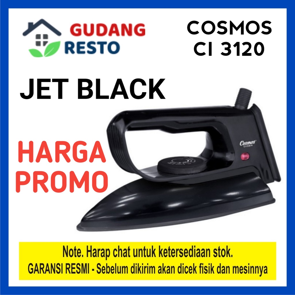 Cosmos Setrika Kering CI 3120 JET BLACK / CI 3130 MARBLE Non stick soleplate / tapak anti lengket / Dry Iron CI3120 / CI3130 / Gosokan
