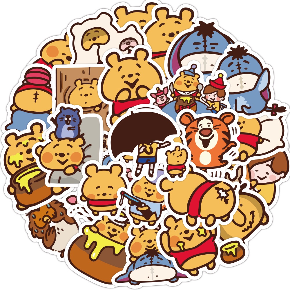 Winnie the Pooh stiker kartun animasi cangkir air Jurnal bahan Telepon lucu kasus tangan Buku stiker