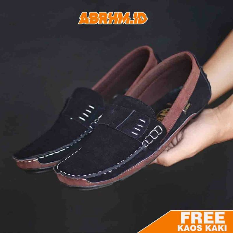 ABRHM x AHARON Sepatu Slip On Pria Sepatu Casual Pria Sepatu Pria Casual Pria Kulit Asli Cowok/Cowo Sepatu Kasual Santai Gaya Keren Kekinian Murah Teraris