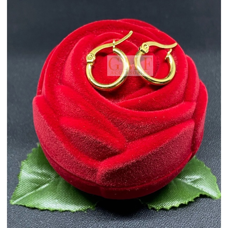 Anting Titanium Bulat Hoop Warna Emas Anting Gipsy Anti Karat Stainless Steel-1,3cm