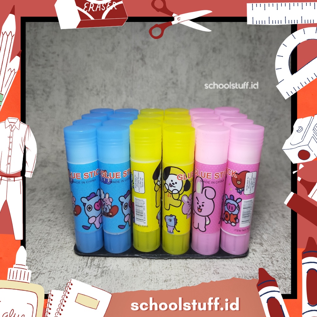 Lem Stik Glue Stick Kertas Putar BTS BT21 animasi BT21