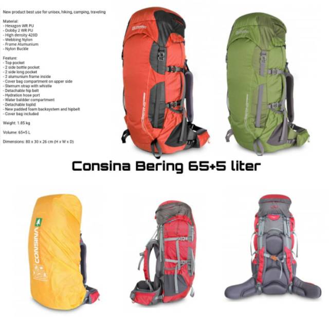 Consina bering 65+5/carrier Gunung/Carrier Tenda/ cnoHb
