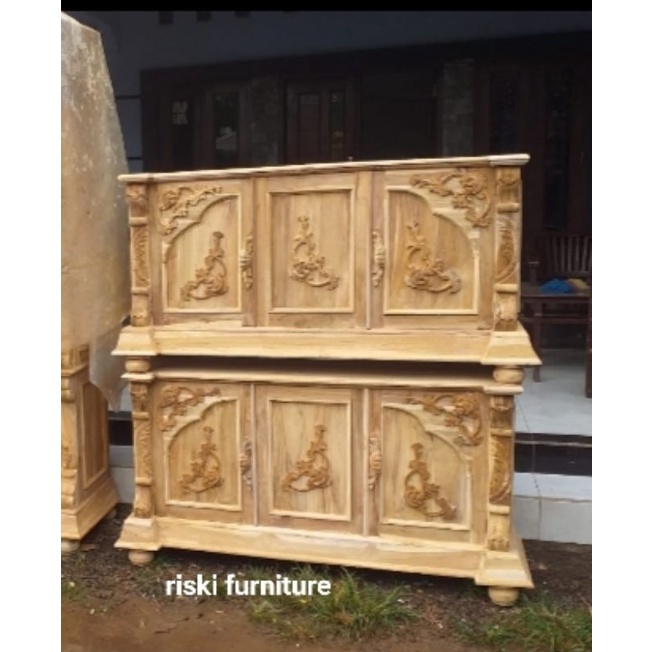 Buffet meja tv jati ukir mentahan