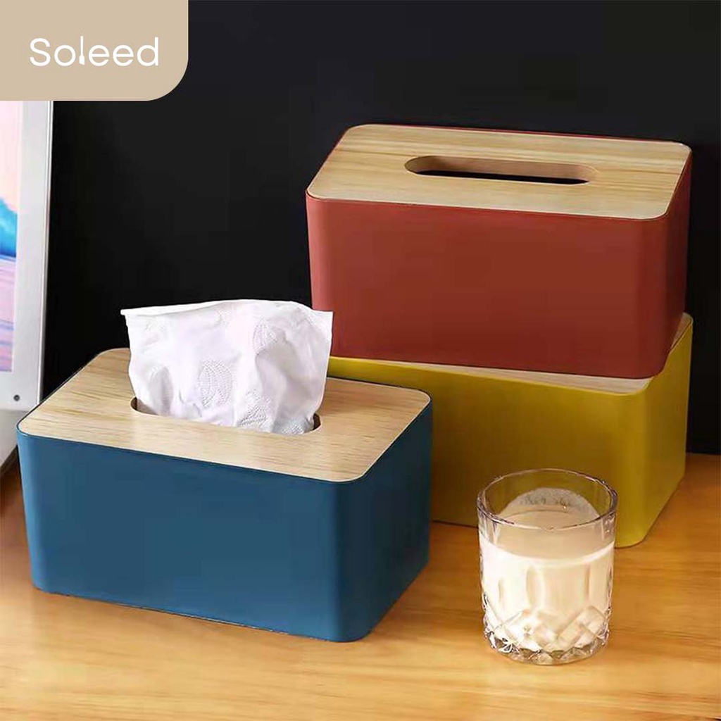 TEMPAT KOTAK TISU BOX TISSUE TUTUP BAMBU MODEL SCANDINAVIAN