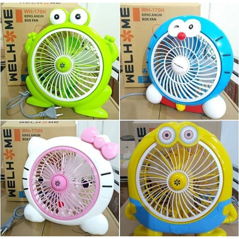 Kipas Angin Meja Karakter Mini Sedang Low Watt Doraemon Hello Kitty