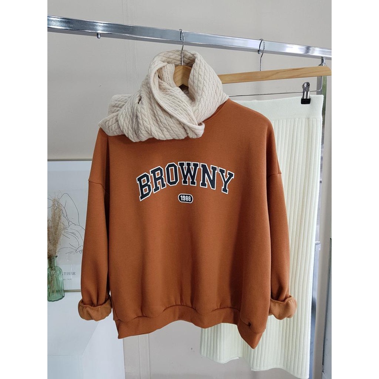 Browny sweater fleece lembut musim dingin oot hijab