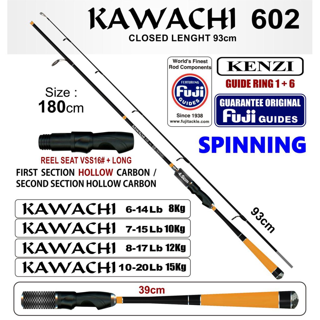Joran Spinning Carbon Ring Guide Fuji 180cm Kenzi Kawachi power 15kg