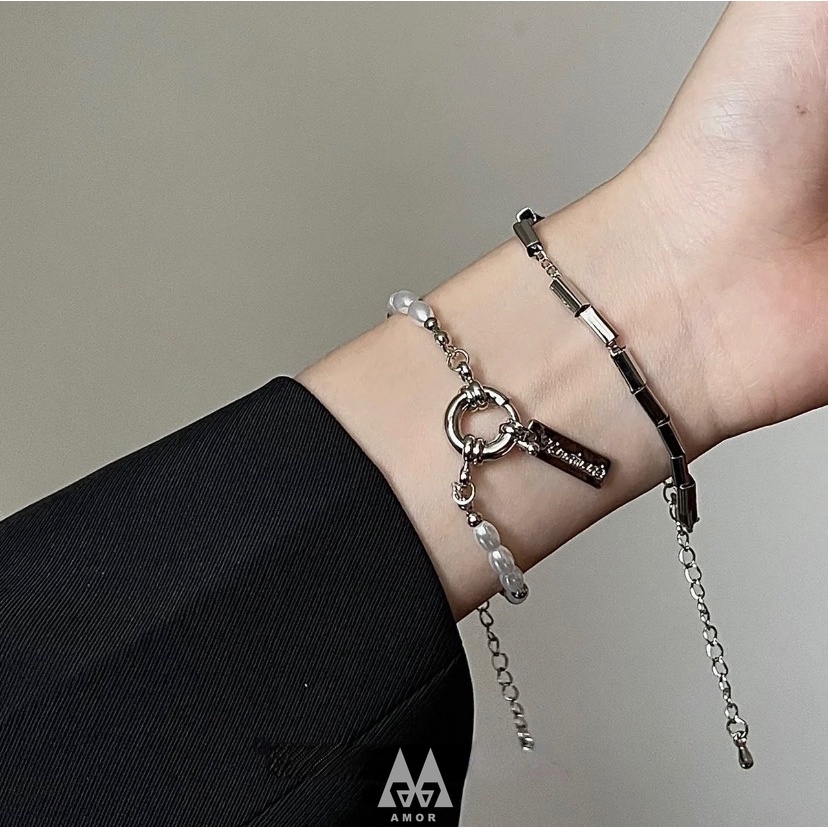 Set Gelang Mutiara Bahan stainless steel Untuk Wanita