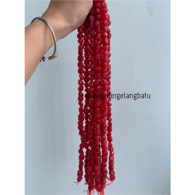 manik Batu alam RED CORAL Beads 12 x 10mm bahan ruby gelang kalung etnik vintage bali kerajinan tangan craft manik asli