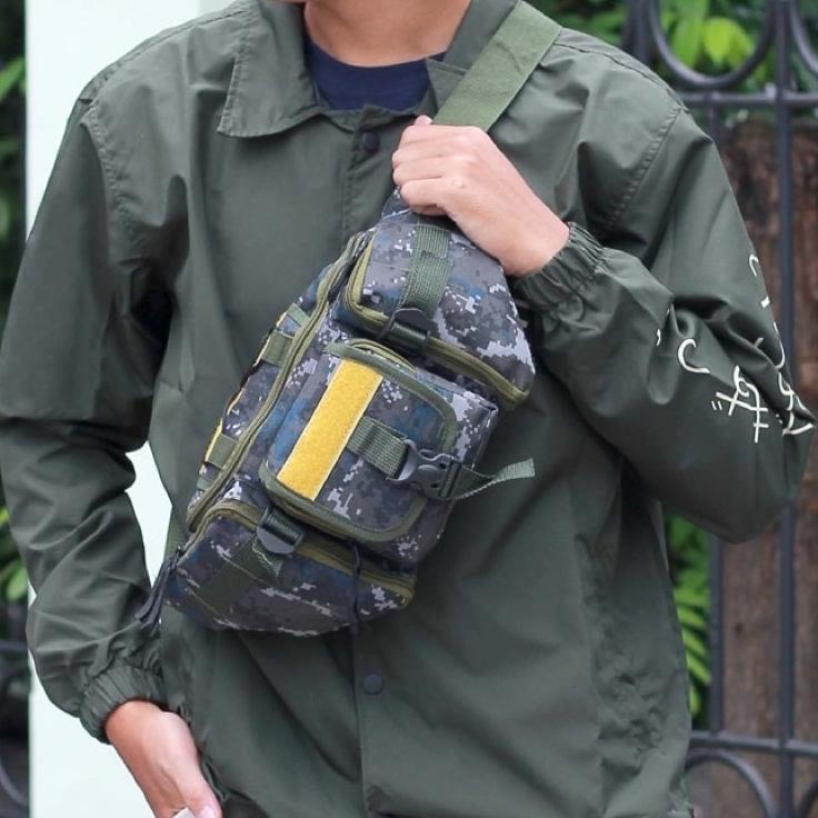 SET231  Tas  Selempang Pria  Loreng Waist Bag Tentara 