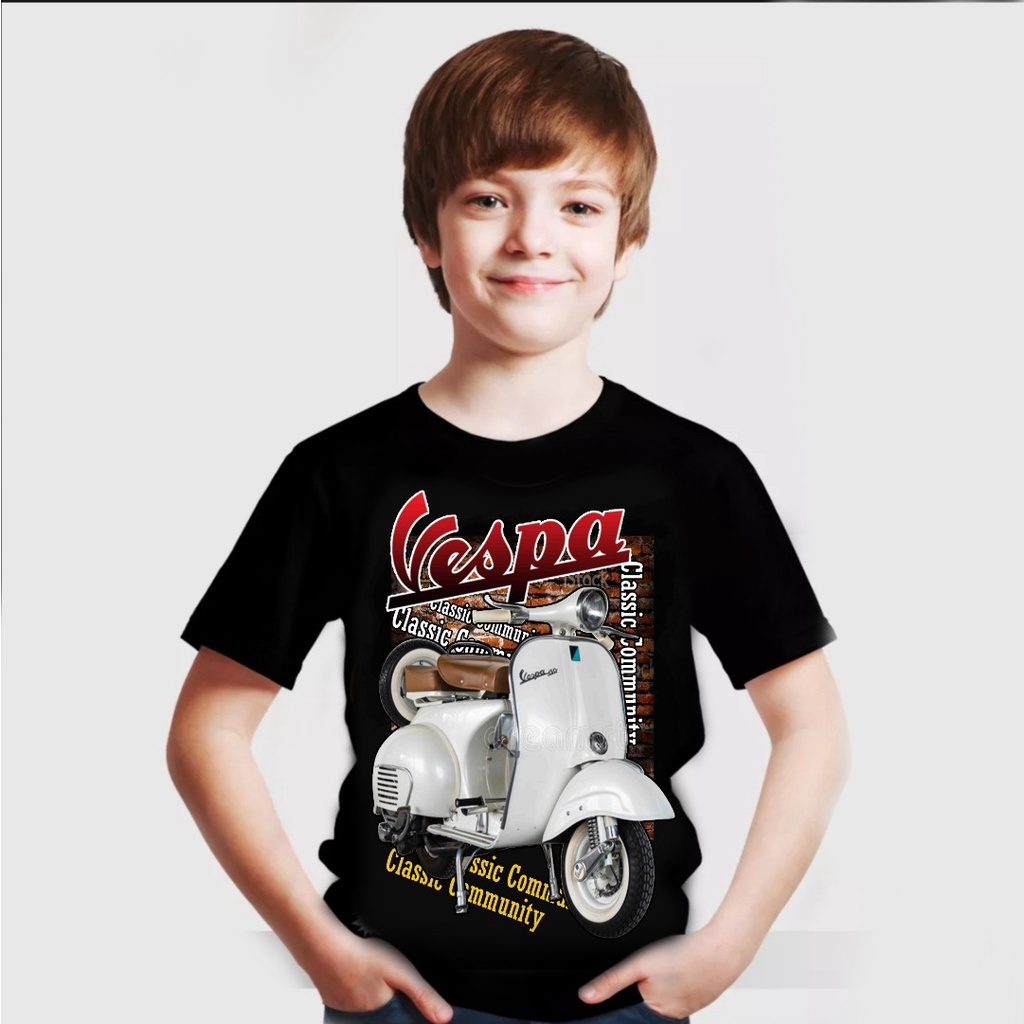 Kaos anak-anak gambar vespa keren / kaos anak tanggung umur 8 tahun sampai 13 tahun