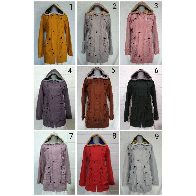 Jaket parka topi bulu/jaket korea/ld 108 cm