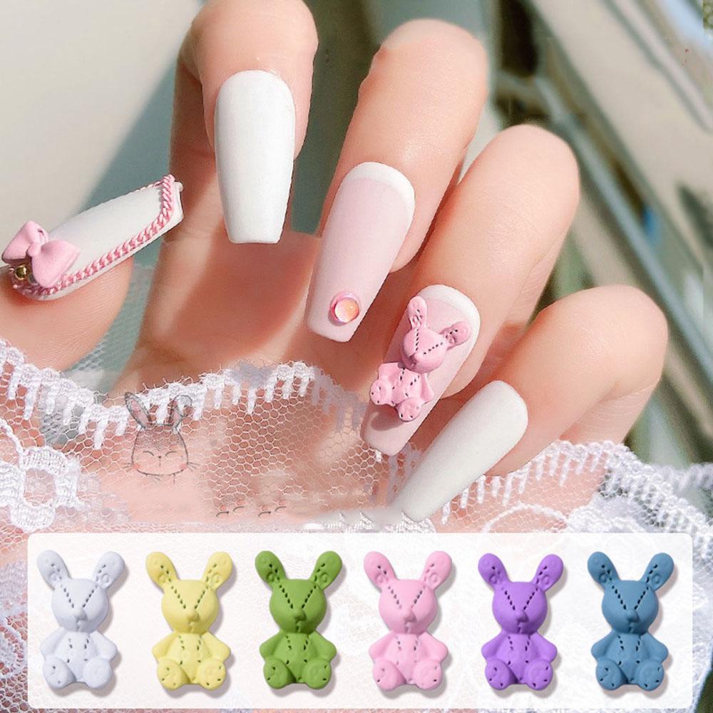 AUGUSTINA Agustinina Nail Art Bunny Jewelry Metal Lucu Tiga Dimensi Kartun DIY Dekorasi Nail Art