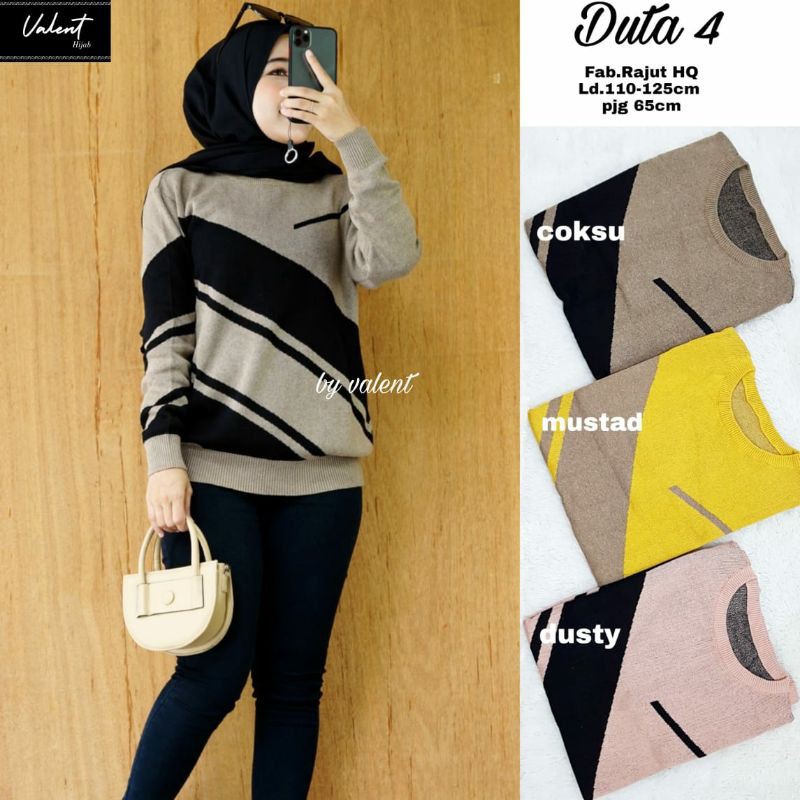 Duta 4 By:Valent/Tunik/Tunik Muslim/Fashion Muslim Wanita/Atasan Muslim Wanita/Rajut