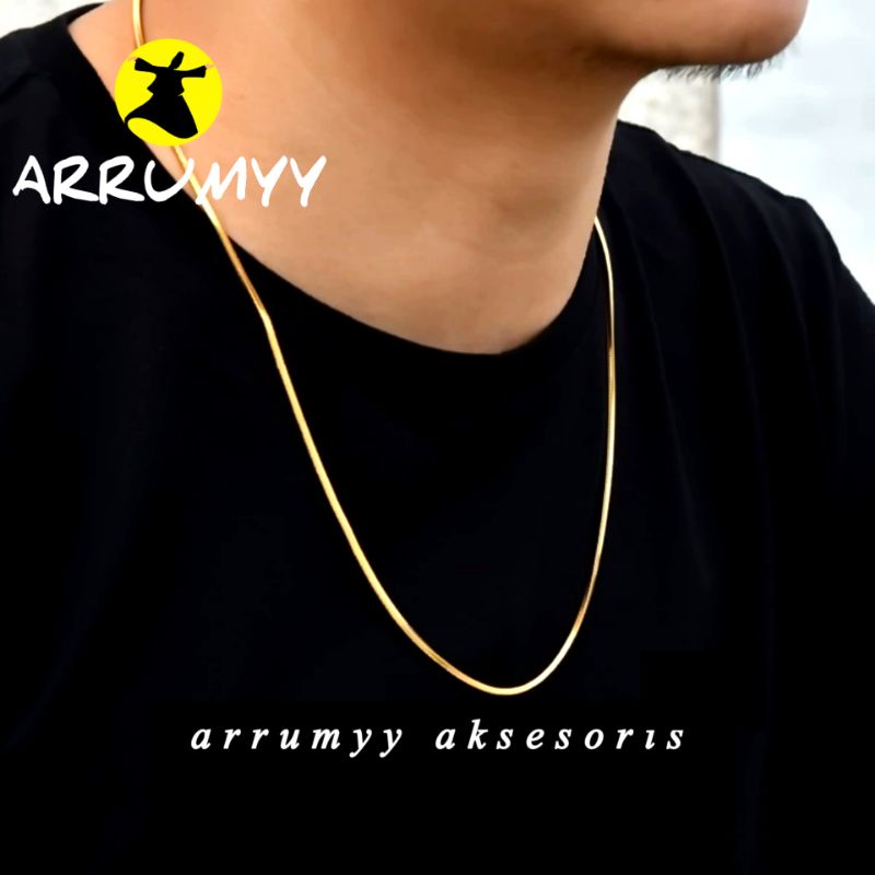 ARRUMYY kalung pria wanita real titanium gold silver panjang 45cm 50cm 60cm