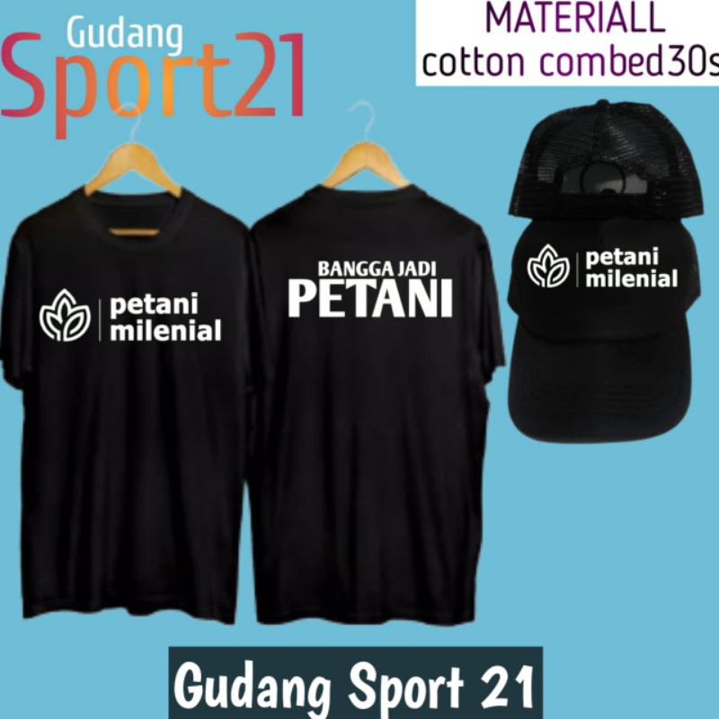 kaos baju petani milenial bangga jadi petani plus topi kaos petani