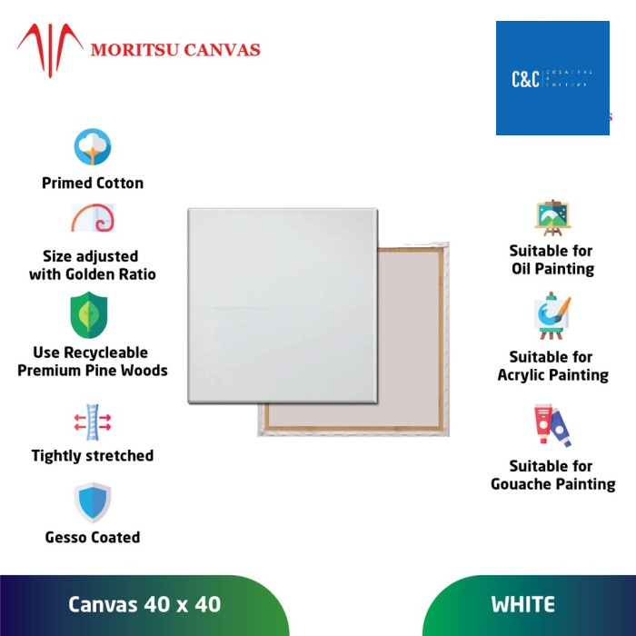 

Kanvas Lukis Moritsu 40 x 40 Student Edition - Moritsu Canvas 40 x 40 - White