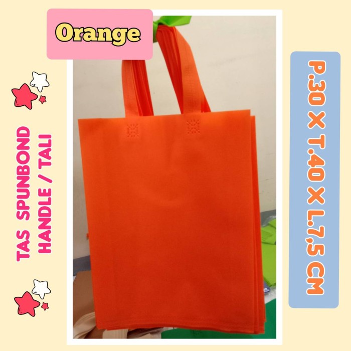 

SALE Tas Spunbond (Handle/Tali) Uk. 30x40 cm | Goodie Bag Polos - Orange