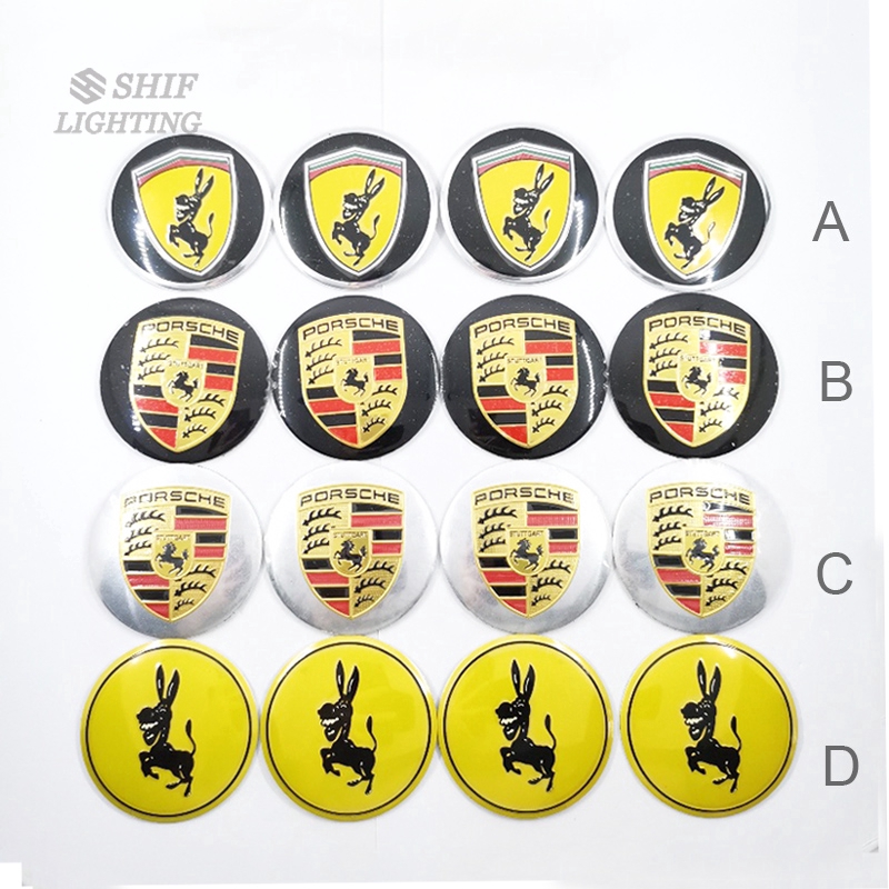 Stiker Emblem Logo Kuda PORSCHE 4x56mm Untuk Dekorasi Velg Hub Mobil