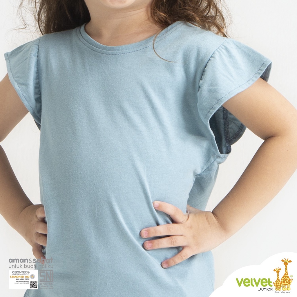 Velvet Junior Kaos Anak Perempuan - Ruffle Tees - Stratosphere / Hijau