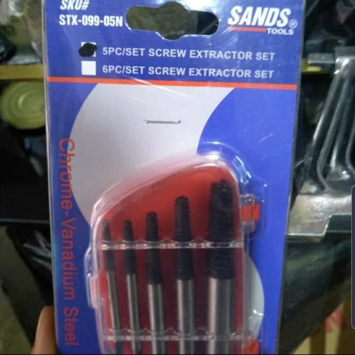 Original Tap Senai Drat Baut Rusak Balik Set 5 PCS SANDS TOOLS ALAT PEMBUAT DRAT