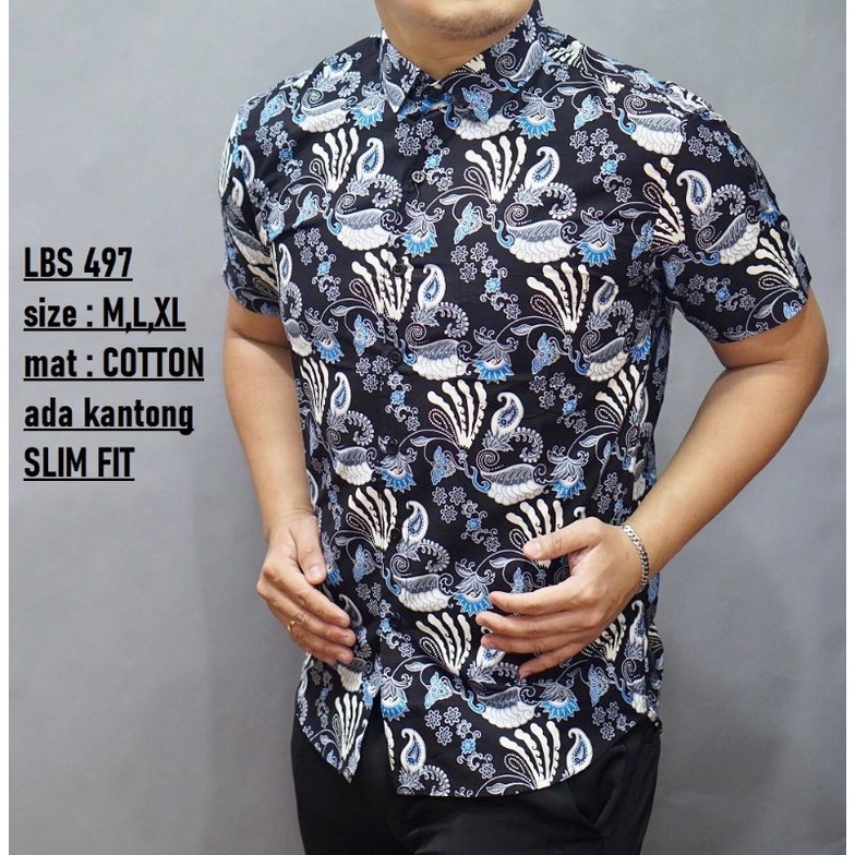 BAJU BATIK UNIK PRIA SLIM FIT DAN KEMEJA SLIMFIT MEWAH LENGAN PENDEK MIX CLOTHING LS437 luigi