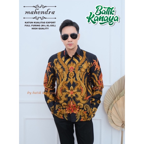 MAHENDRA Batik Pria Lengan Panjang Berlapis furing Bahan Katun Berkualitas Ekspor