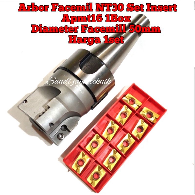 Arbor Facemill NT30 Diameter  50mm Set Insert Carbide Apmt16 1Box Cocok Untuk Mesin Milling SM4