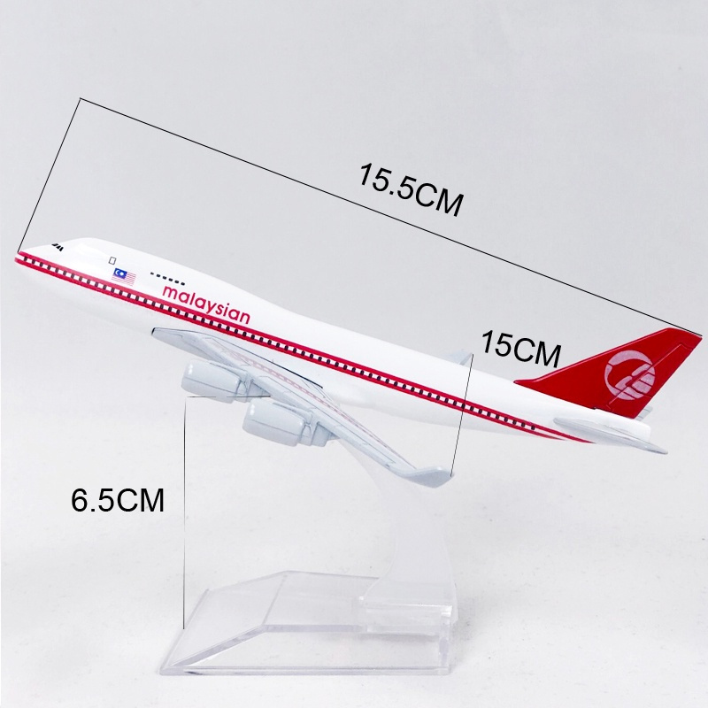 B747-200 Miniatur Diecast Pesawat Terbang Malaysia Airlines Boeing 747 Bahan Alloy Ukuran 16cm Untuk Hadiah