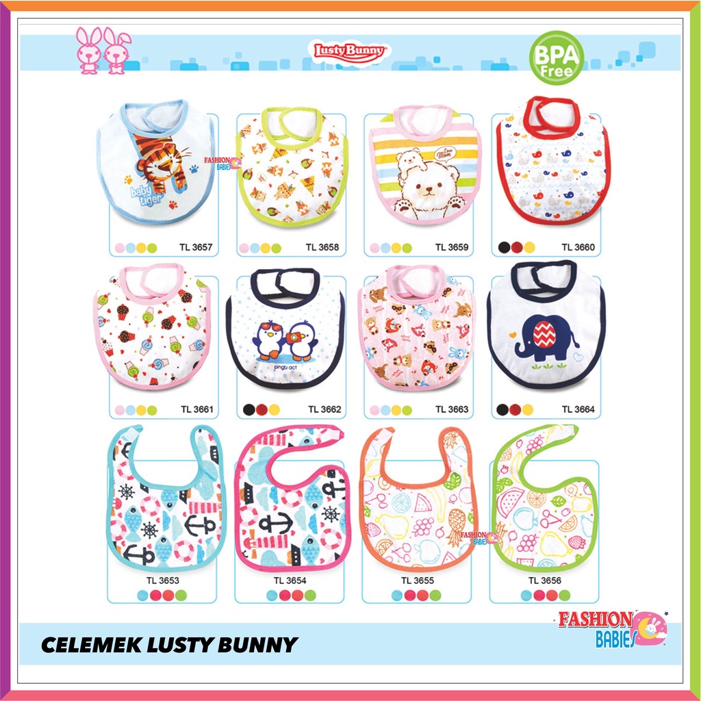 LUSTY BUNNY BABY BIB | CELEMEK MAKAN BAYI | TATAKAN AIR LIUR LUSTYBUNNY TL 3653 3655