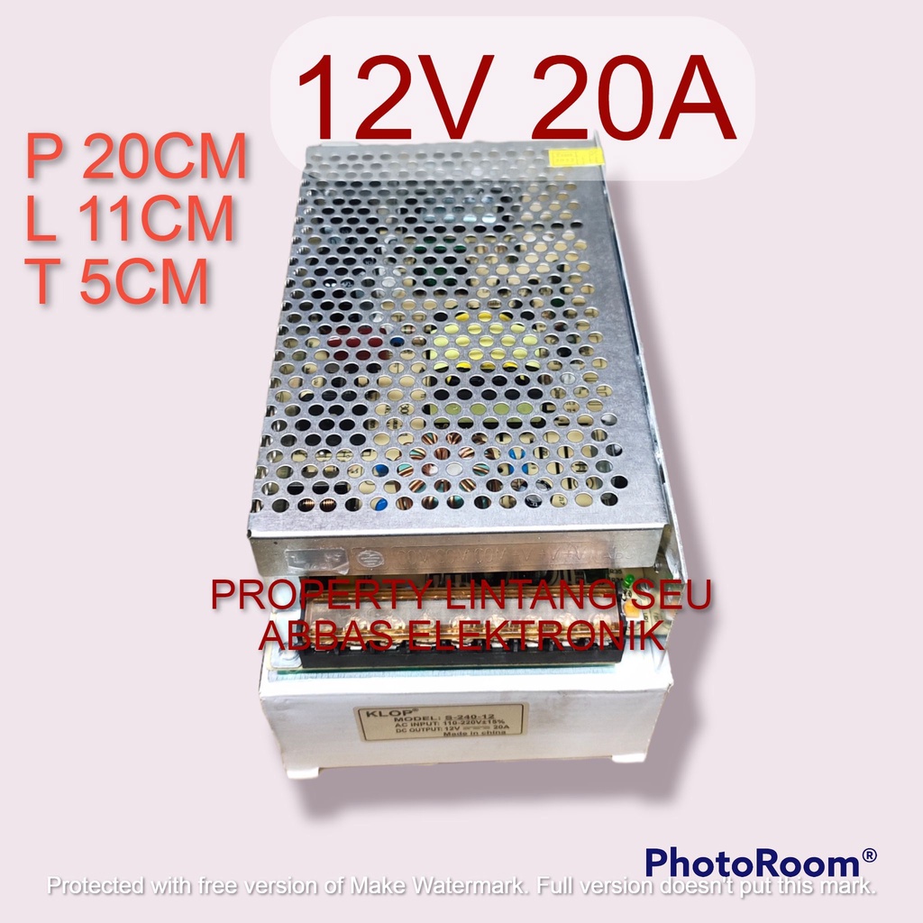 POWER SUPPLY ADAPTOR KALENG 12V 20A 12V20A 12 VOLT 20 AMPERE