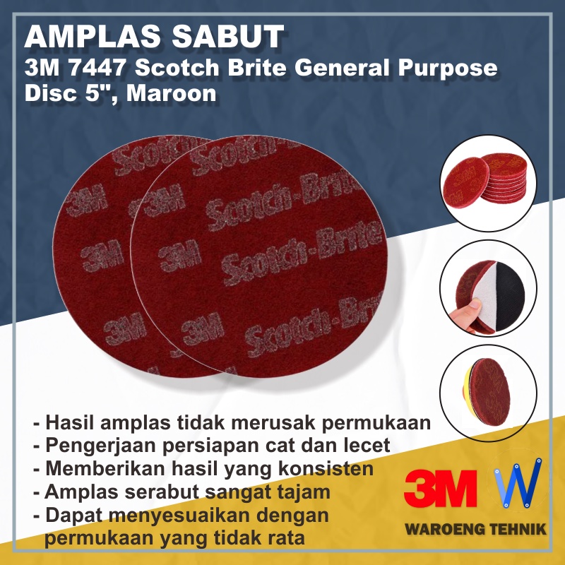 Jual Amplas Sabut Disc Bulat M Scotch Brite General Purpose Maroon Pak Isi Pcs