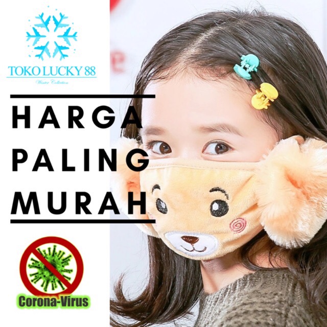 IMPORT Earmuff Mask Kids Masker anak anti virus corona penutup Telinga Mulut Hidung Anak