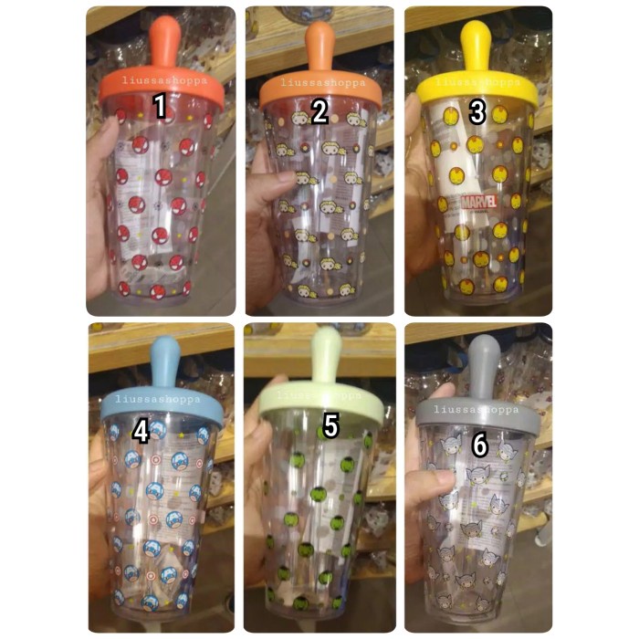 READY Botol Minum Miniso Marvel - Plastic Water Bottle 420Ml - No 2 LIMITED