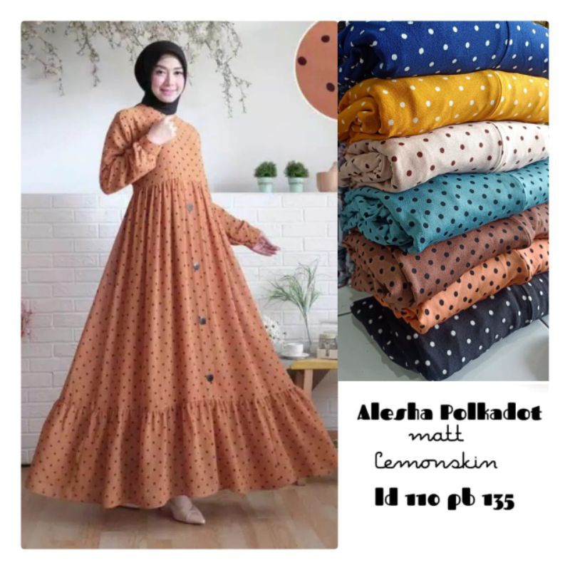 Dress Gamis Polkadot Wanita Busui Motif Terbaru Ukuran Jumbo Daster Terkeni dan Termurah