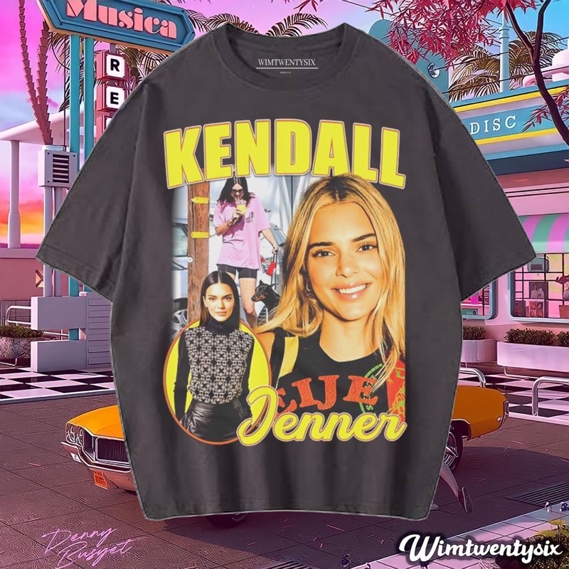 KAOS KENDALL JENNER HOMAGE VINTAGE TEE ( OVERSIZE DARK GREY T-SHIRT)