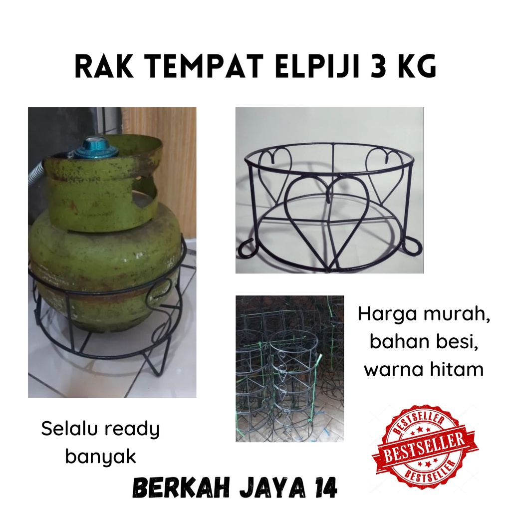 RAK TEMPAT ELPIJI 3 KG ELPIGI ANTI KARAT WARNA HITAM BAHAN BESI TEBAL BERKUALITAS HARGA MURAH PROMO DISKON