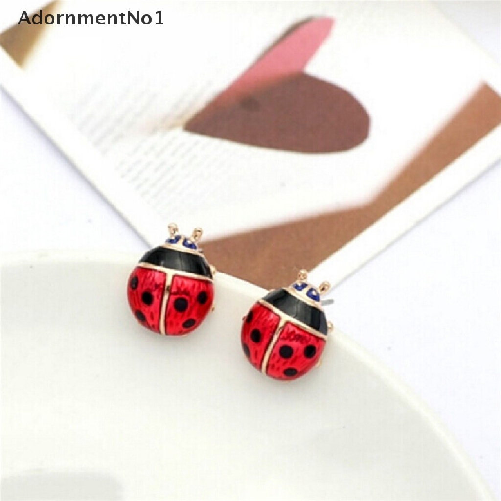 (AdornmentNo1) Anting Tusuk Desain Kumbang Kepik Merah Untuk Wanita