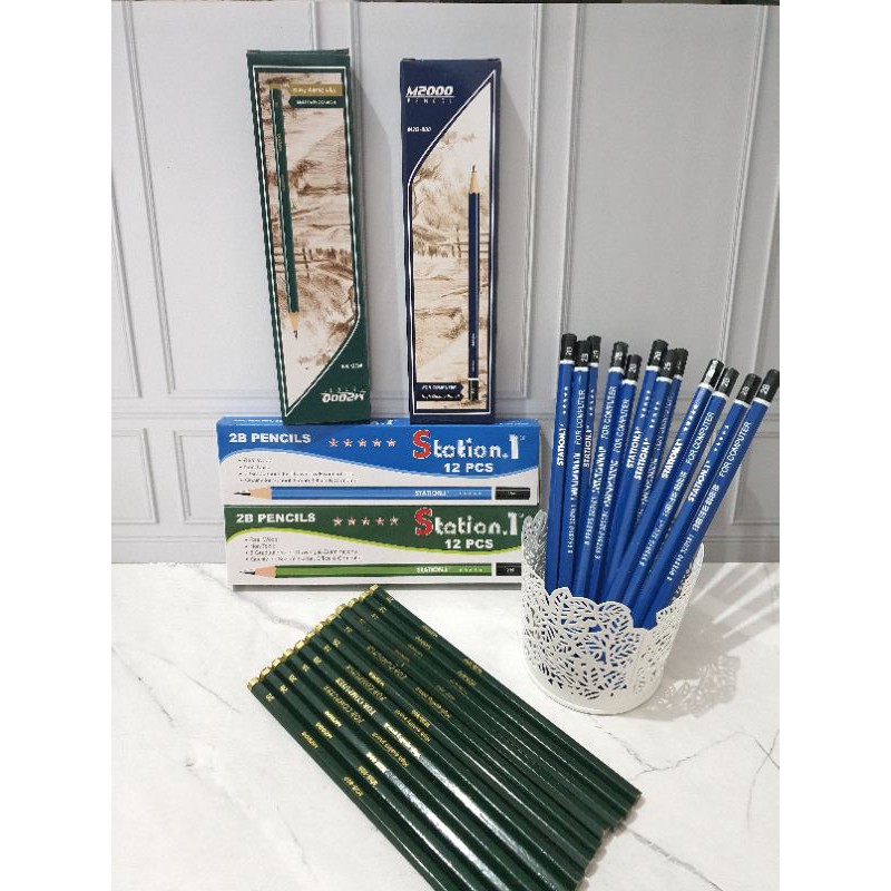 (12pc) pensil 2B murah/pensil biru/pensil hijau/pensil anak-1